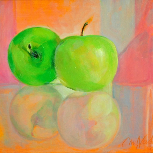 Two Green Apples I   Oil on Paper Board  10 x 8 inch 2017