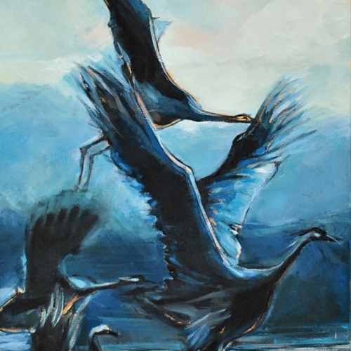 The Cranes  Oil  Canvas  24 x 12 inch 2018